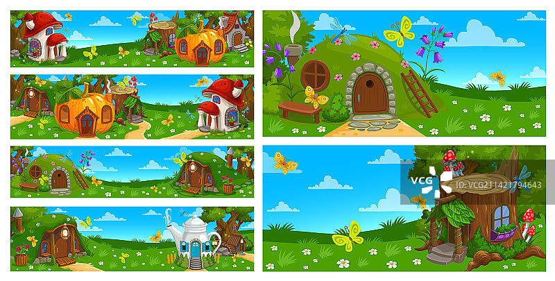 卡通幻想房屋游戏关卡景观图片素材