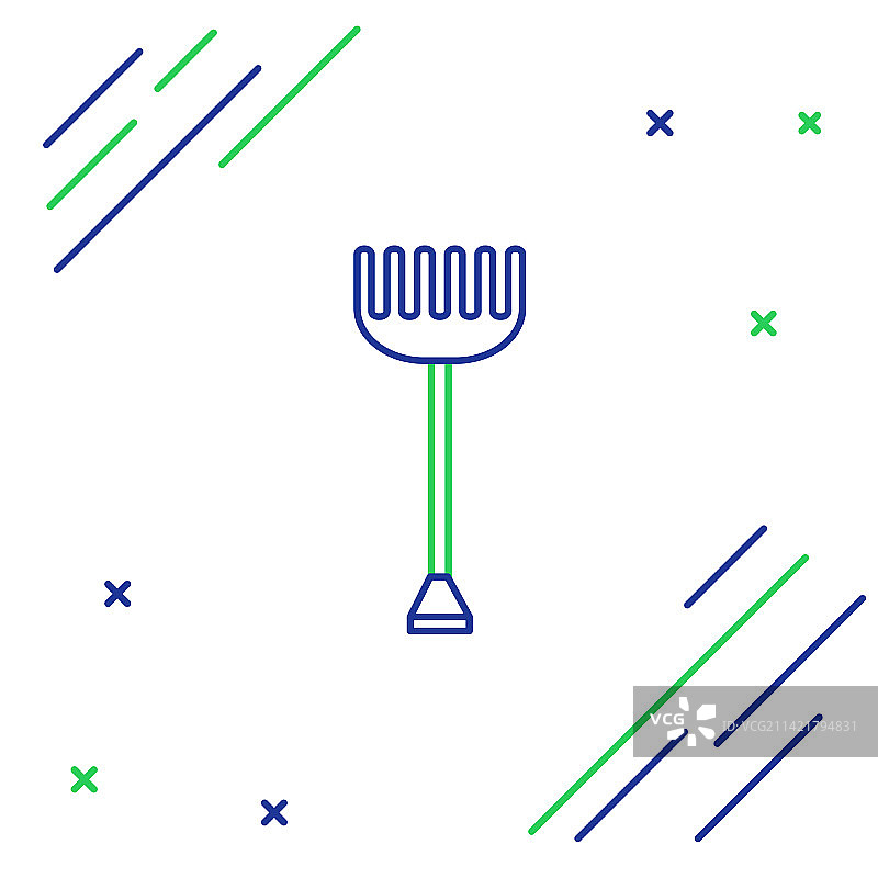 白色背景的园林耙子线性图标图片素材