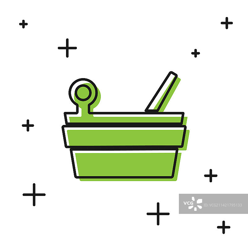 黑色桑拿桶和勺子图标图片素材