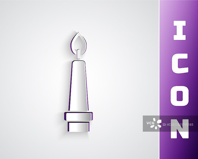 烛台上的剪纸风燃烧蜡烛图标图片素材