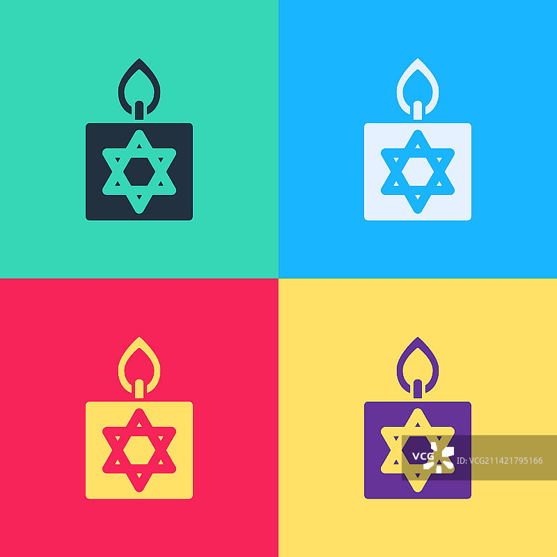 波普艺术燃烧的星形烛台蜡烛图片素材