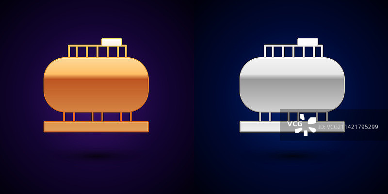 金色和银色油罐存储图标，隔离在……图片素材