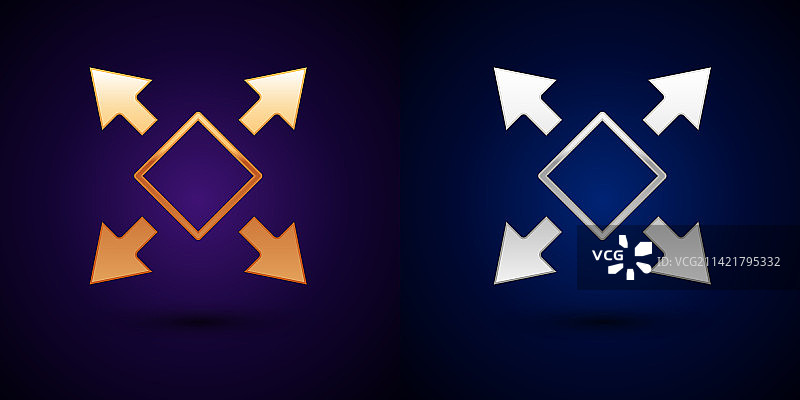 金银色多向箭头图标图片素材