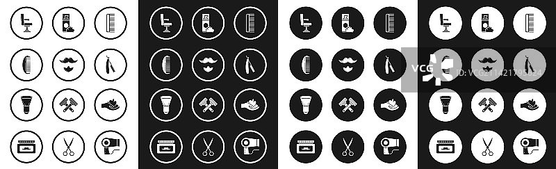 发刷、胡子和理发店套装图片素材