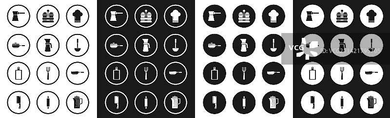 厨师帽、量杯、煎锅、咖啡套装图片素材