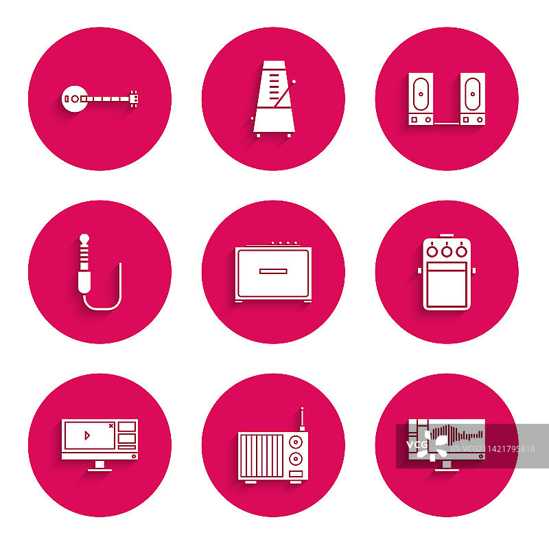 吉他音箱无线电与天线音效组合图片素材