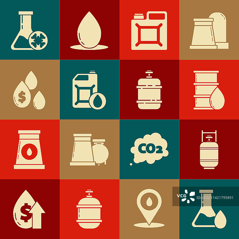 油、汽油、试管、丙烷气罐和桶图片素材