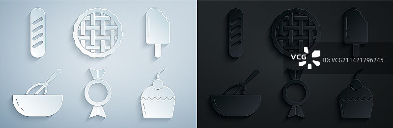 冰淇淋厨房搅拌器碗蛋糕糖果套装图片素材