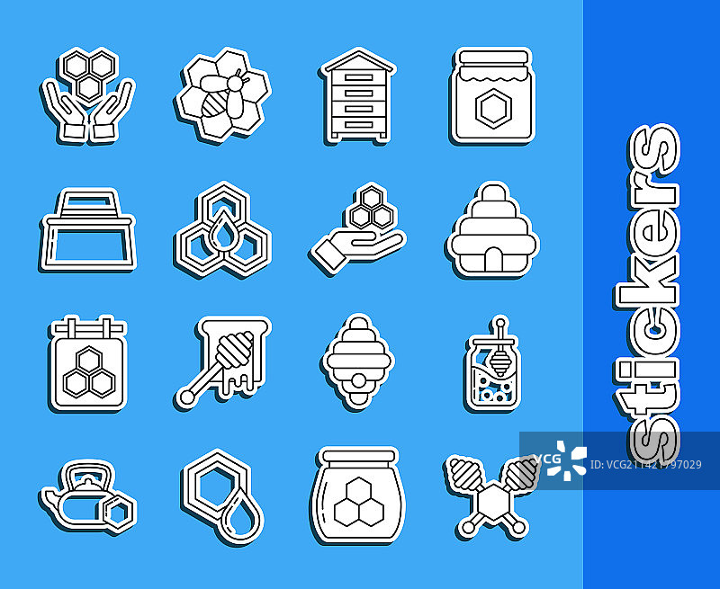 蜂蜜勺和蜂蜜罐banner图片素材