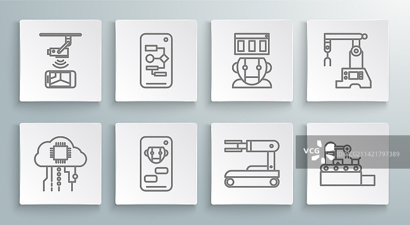 物联网算法机器人线条图片素材