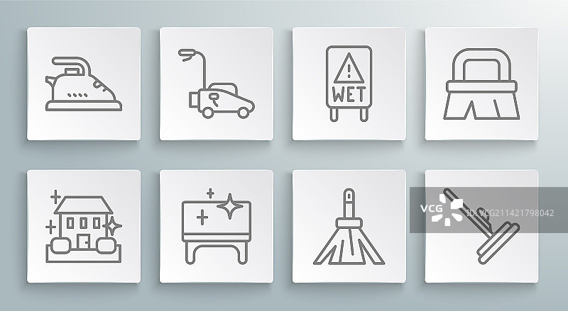 家庭清洁服务割草机清洁线条图片素材