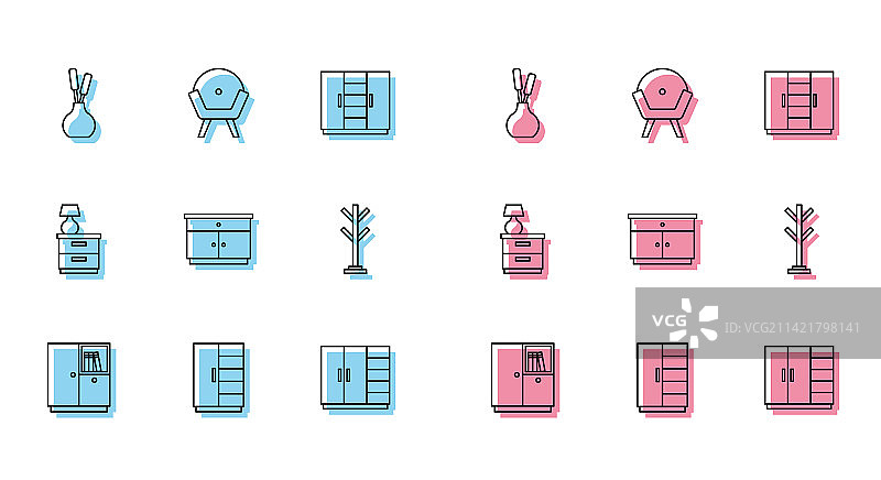 衣柜花瓶家具和床头柜图片素材