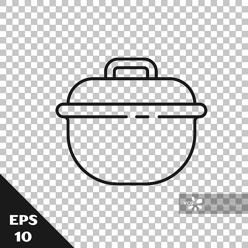 黑色线条烹饪锅图标图片素材