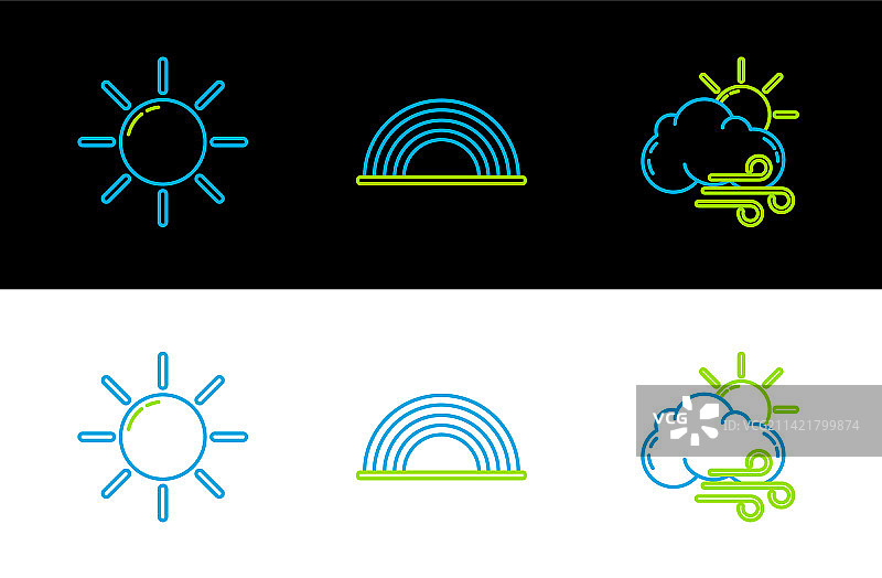 刮风天气中的线条、太阳和彩虹图片素材