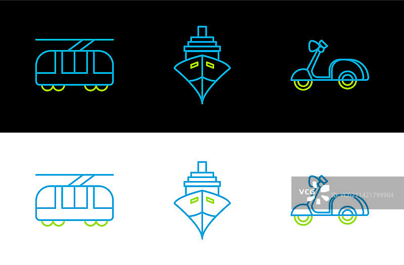 踏板车有轨电车铁路和货船icon图片素材