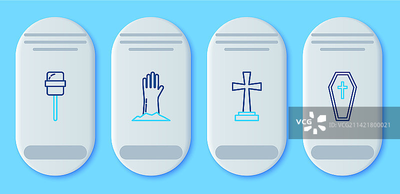 僵尸手十字墓碑线条组合图片素材