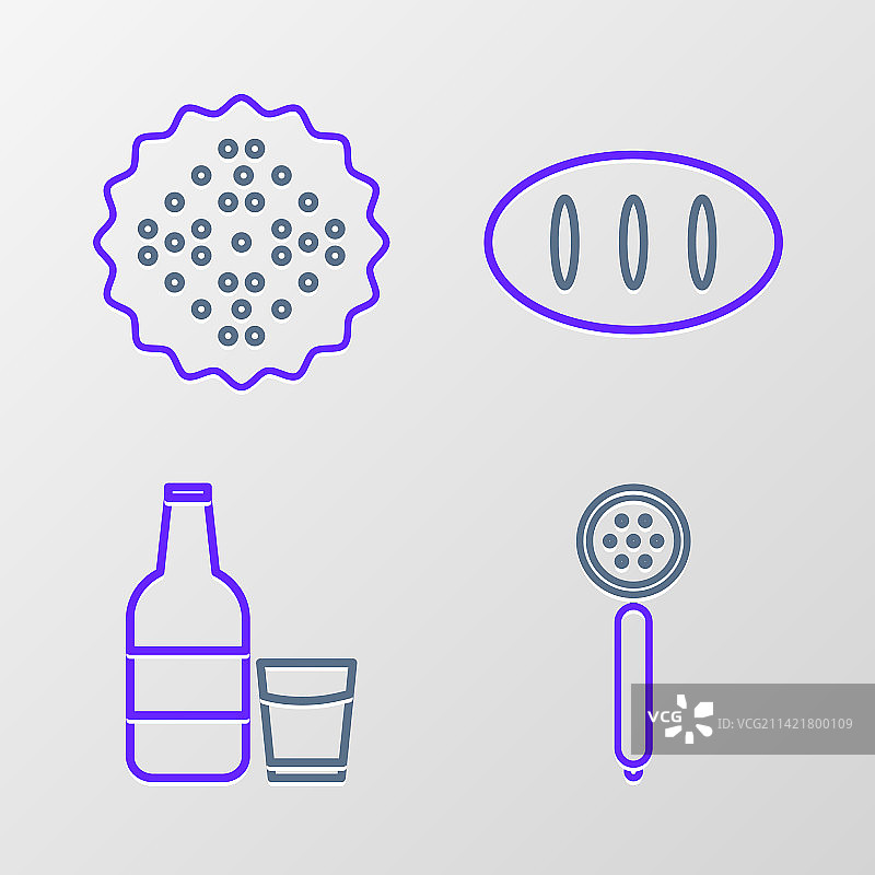 牛奶瓶滤勺玻璃杯线条合集图片素材