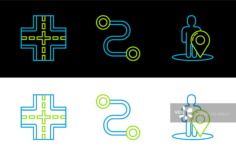 带人物剪影的地图标记线条设计图片素材
