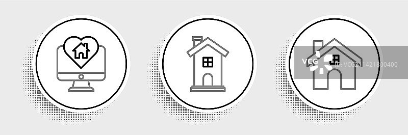 房屋显示器与心形房屋图片素材