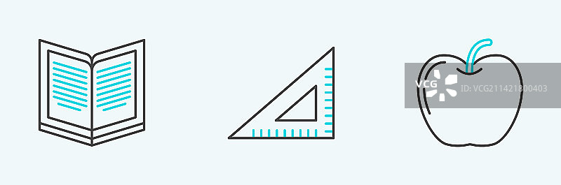 打开的书本和三角尺图片素材