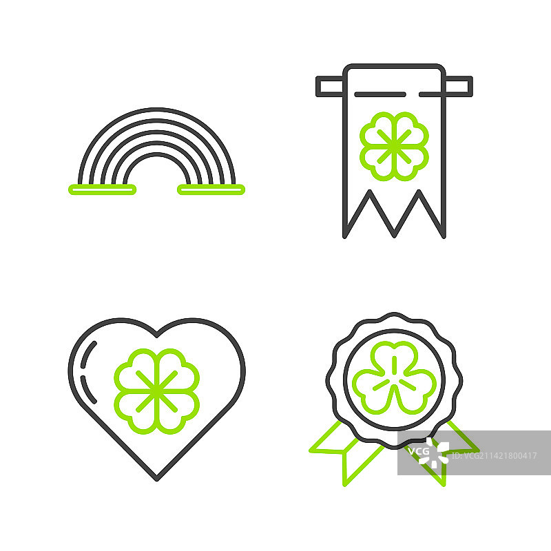线稿心形奖牌四叶草图片素材