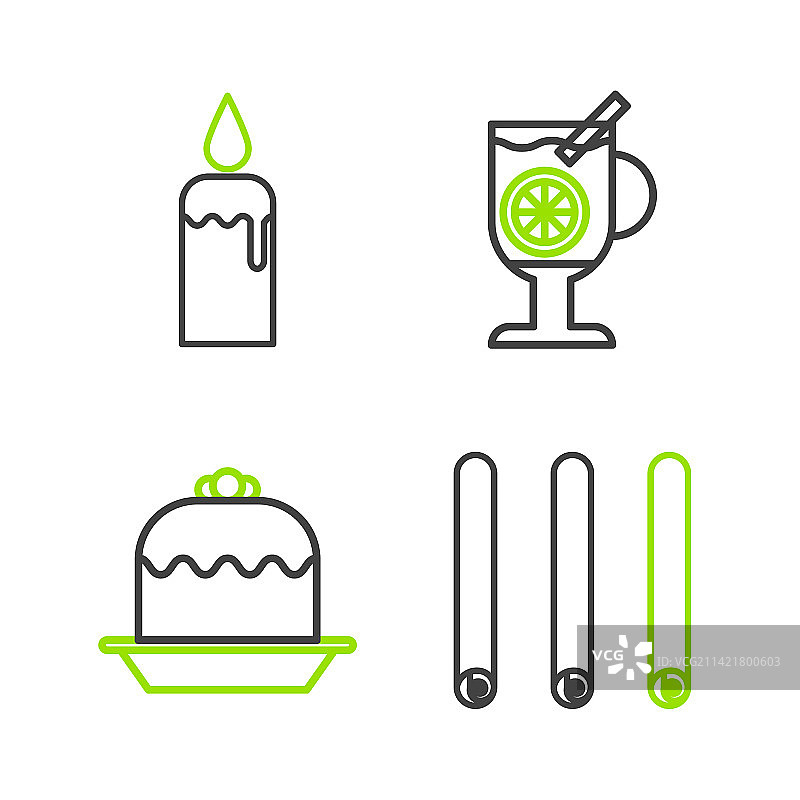 肉桂蛋糕卷设置线图片素材