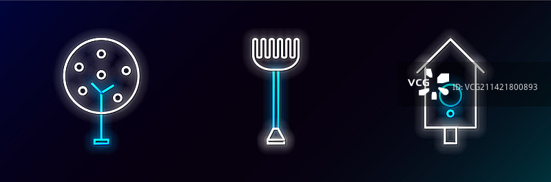 复古挂钟树木园林耙图片素材