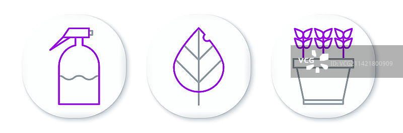 盆栽植物园林喷雾器和叶子系列图片素材