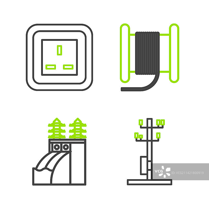 高压电线杆核能线条设计图片素材