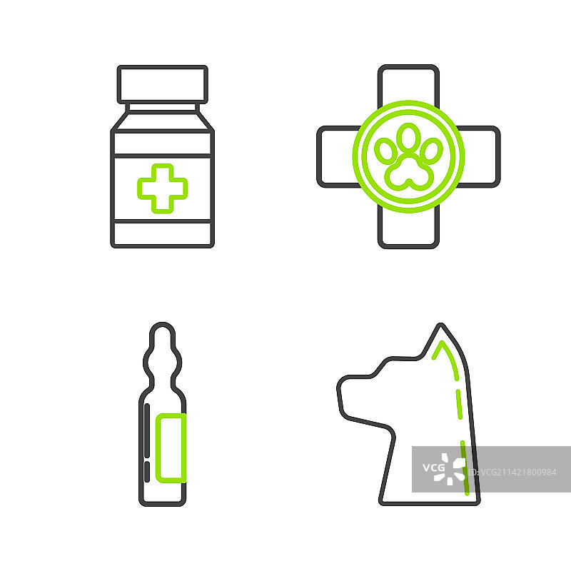 猫宠物医疗兽医诊所药瓶线条图案图片素材