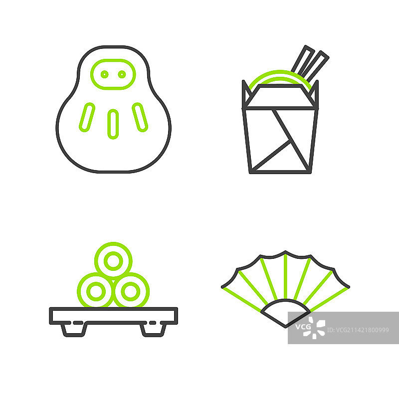 中式或日式折扇套装图片素材