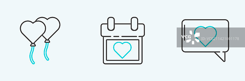 点赞爱心气球线性图标图片素材