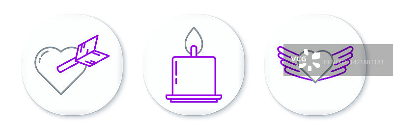 带翅膀的爱心线条图案，包含丘比特之箭图片素材