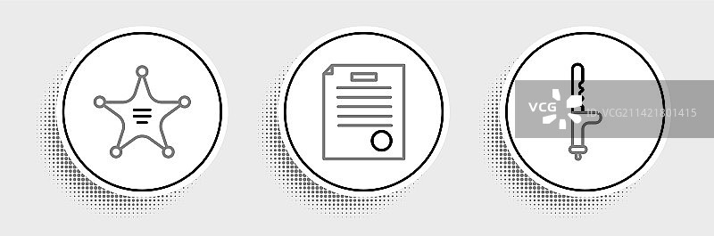 警察装备：警棍、六芒星与警长图标图片素材