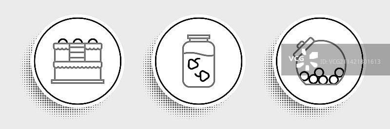 糖果蛋糕玻璃罐线条组合图片素材