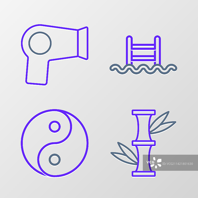 带阴阳图案的竹制游泳池图片素材