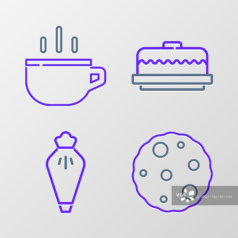 曲奇饼干裱花袋蛋糕线性集合图片素材