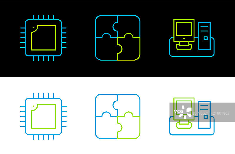 线条显示器键盘CPU处理器图片素材