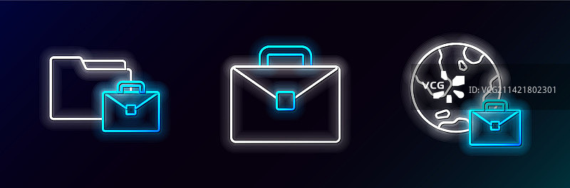 在线办公和公文包线性图标图片素材