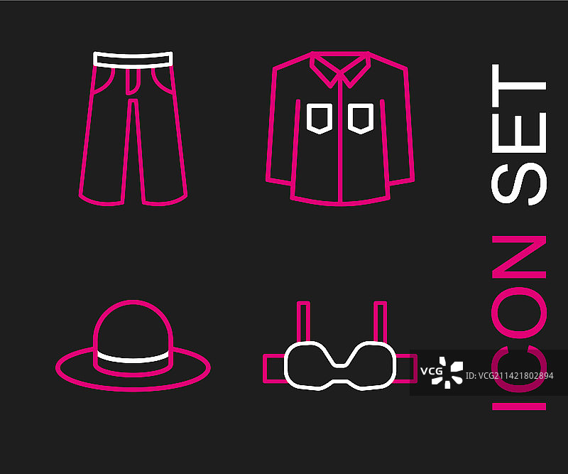 文胸、帽子、衬衫和裤子图标图片素材
