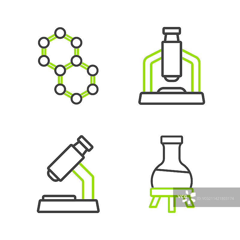试管、显微镜和分子图标图片素材
