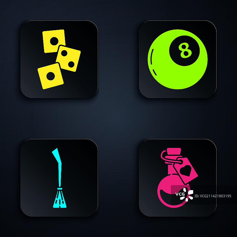 爱心药水瓶与游戏骰子女巫素材图片素材