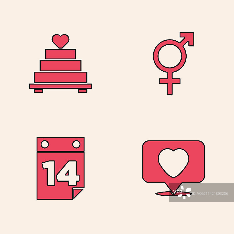 点赞、爱心、婚礼蛋糕、性别场景图片素材