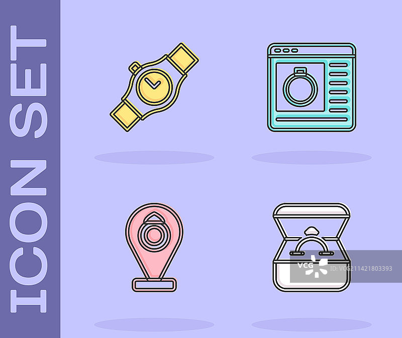 盒装钻石订婚戒指和手表图片素材