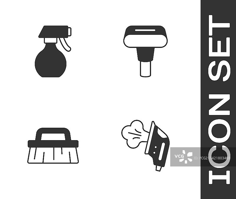 电熨斗、喷水瓶、刷子套装图片素材