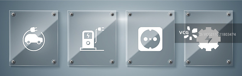 齿轮闪电电源插座汽车套装图片素材