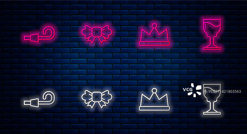 蝴蝶结皇冠生日聚会喇叭组合图片素材