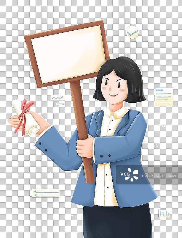 手举着牌子的女生元素图片素材