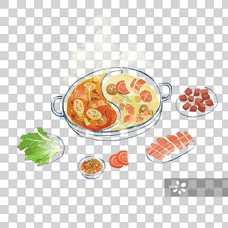 鸳鸯火锅插画图片素材