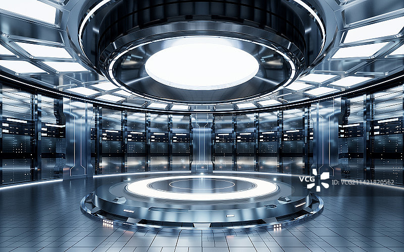 未来科技感大数据机房3D渲染图片素材